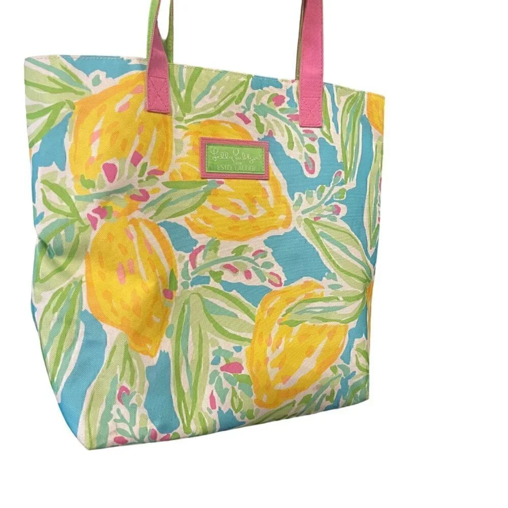 Lilly Pulitzer Estee Lauder Women's Tote Lilly's Lemon Print Bag Carryall 17